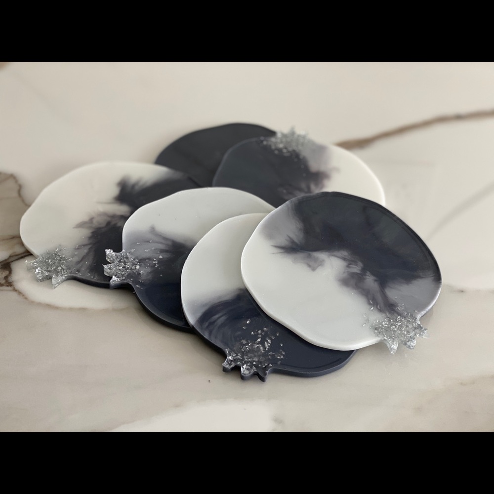 Pomegranate coasters set of 6
